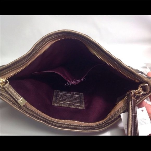 ❤️ SOLD ❤️ Purse MADISON JEWELED CLUTCH BROWN - Picture 4 of 8